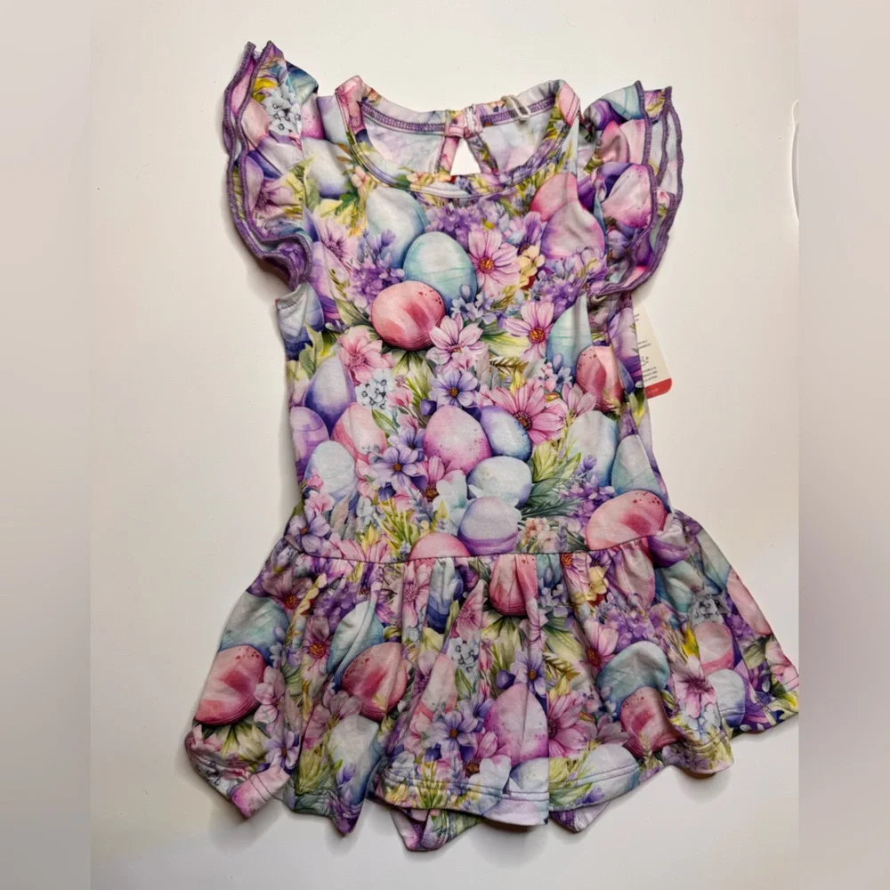 Bums & Roses Ruffle Dress So Eggstra 6-12 months bamboo Easter egg‎ twirl NEW
